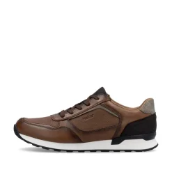 Rieker Men Laced Casual Trainer - Brown Leather