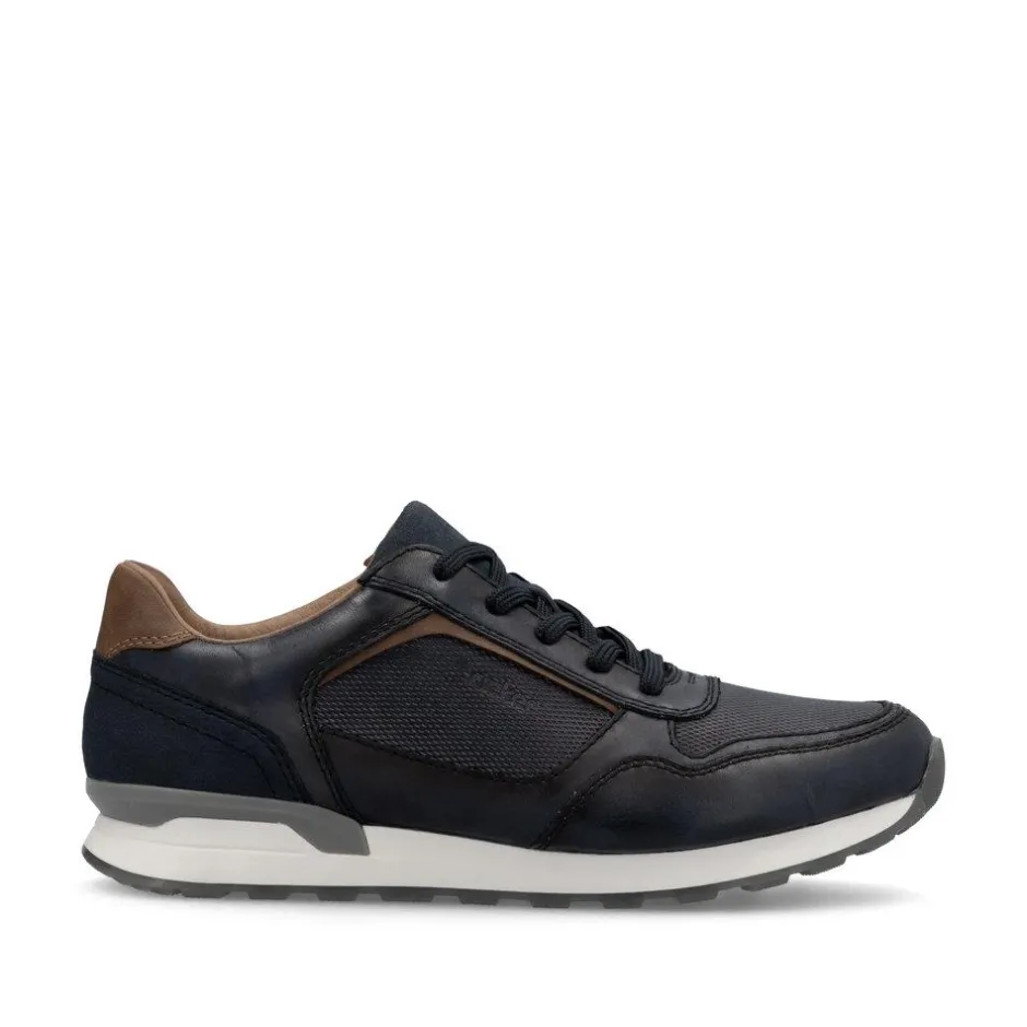 Rieker Men Laced Casual Trainer - Navy Leather