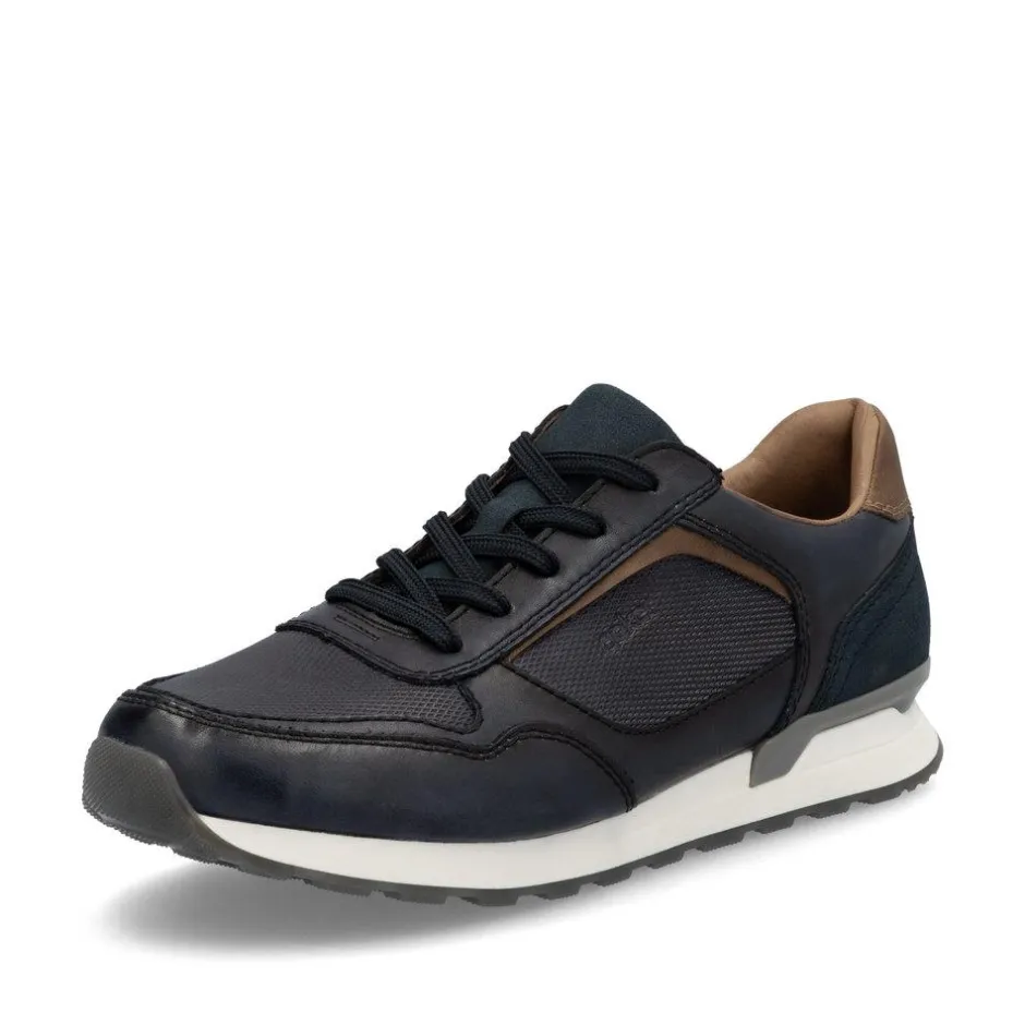 Rieker Men Laced Casual Trainer - Navy Leather