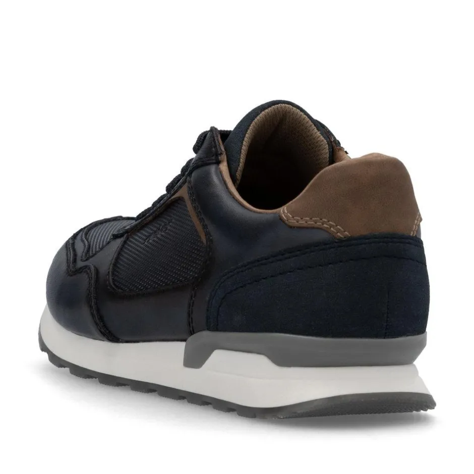 Rieker Men Laced Casual Trainer - Navy Leather