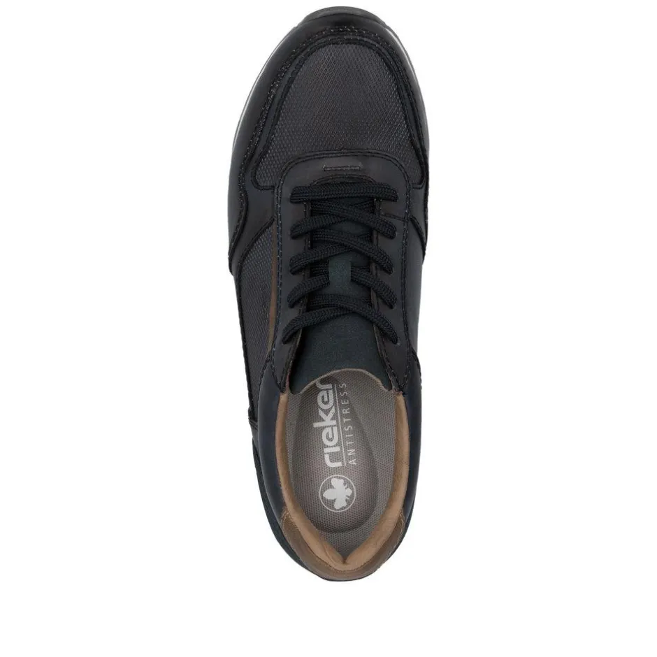 Rieker Men Laced Casual Trainer - Navy Leather