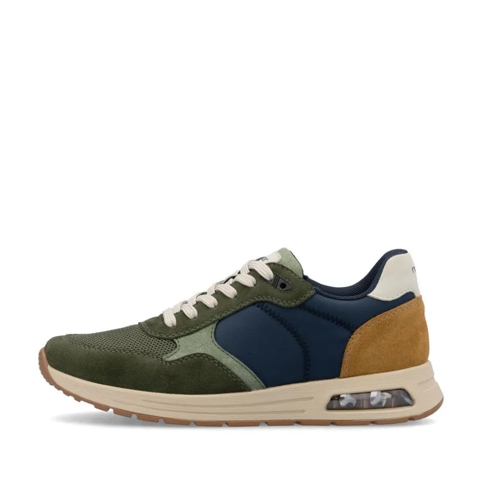 Rieker Men Laced Casual Trainer - Olive Combi