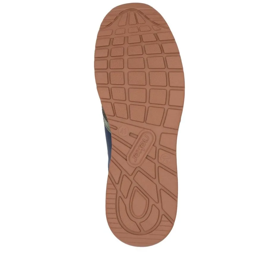 Rieker Men Laced Casual Trainer - Olive Combi