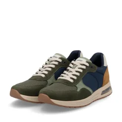 Rieker Men Laced Casual Trainer - Olive Combi