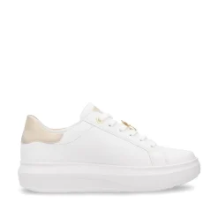 Women Rieker Laced Platform May Trainer - White Gold