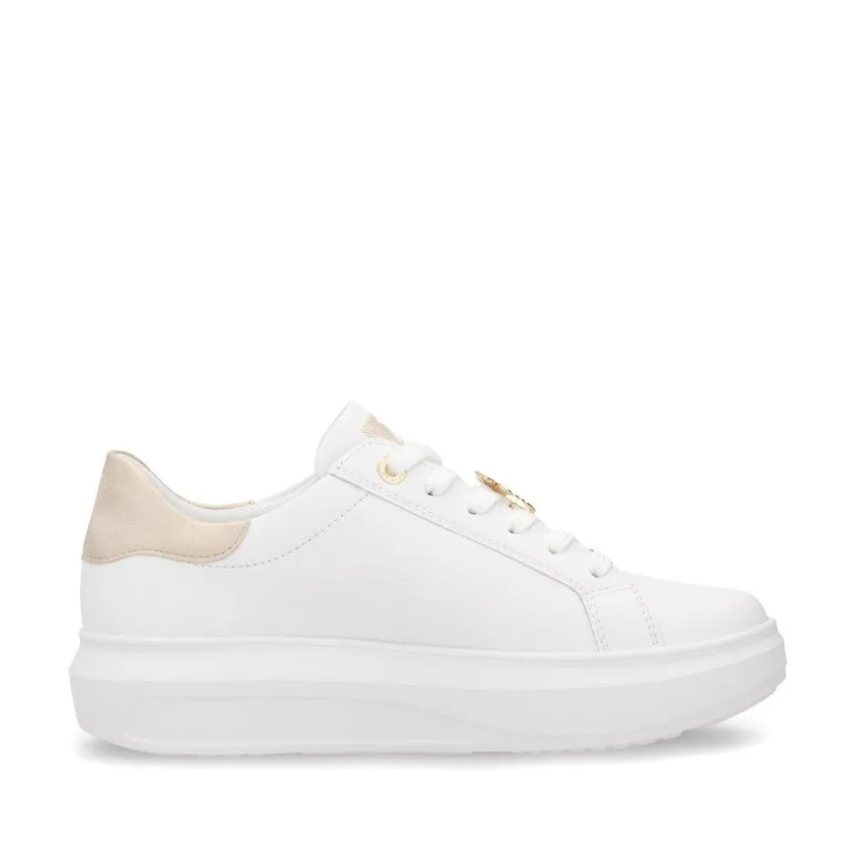 Women Rieker Laced Platform May Trainer - White Gold