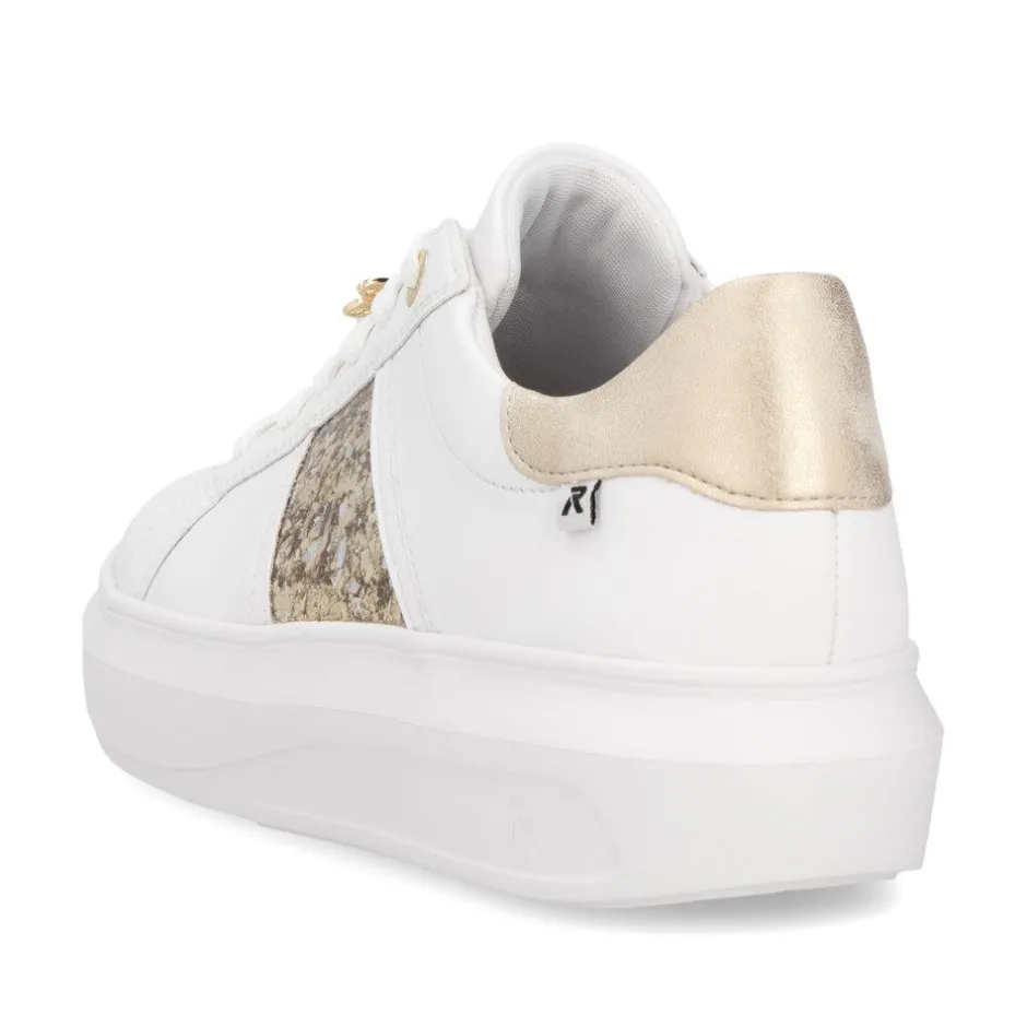 Women Rieker Laced Platform May Trainer - White Gold