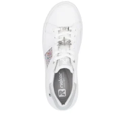 Women Rieker Laced Platform May Trainer - White Silver