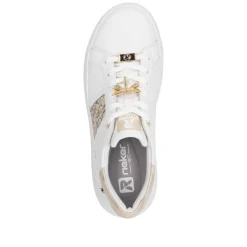 Women Rieker Laced Platform May Trainer - White Gold