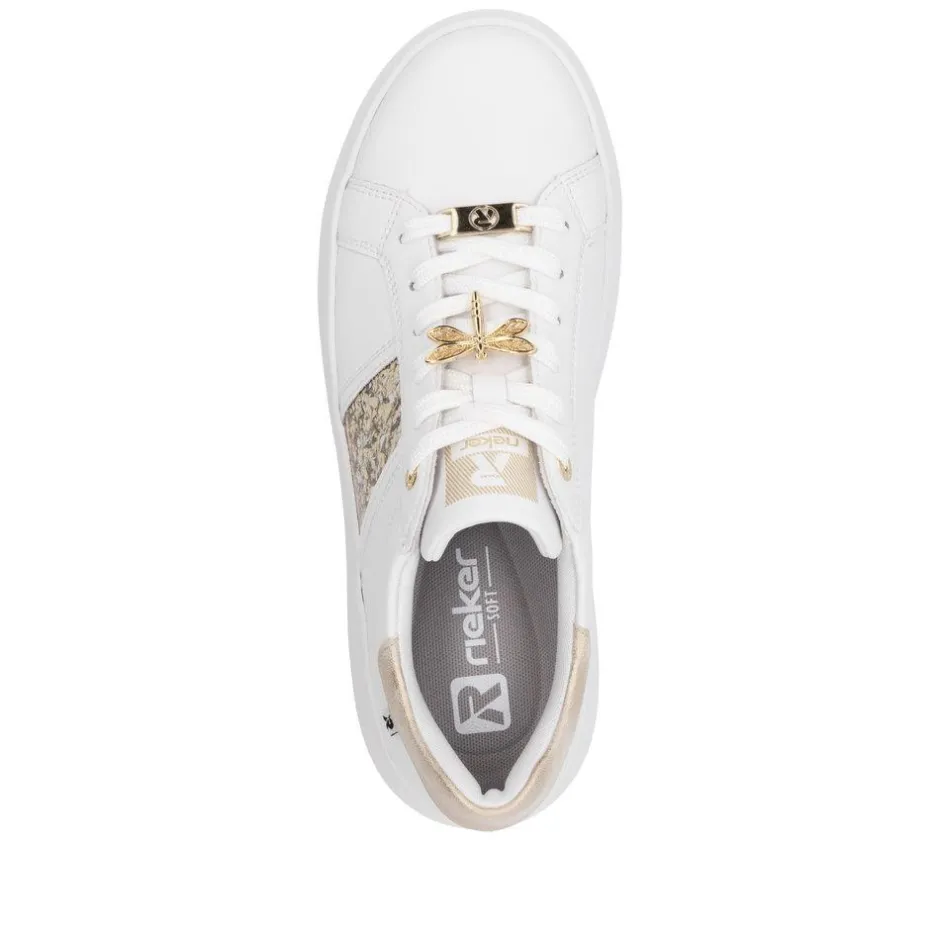 Women Rieker Laced Platform May Trainer - White Gold