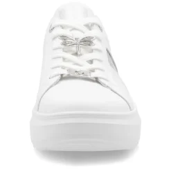 Women Rieker Laced Platform May Trainer - White Silver
