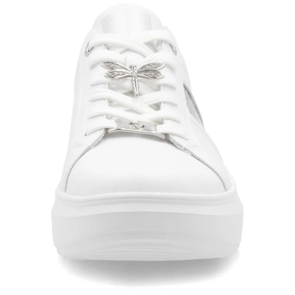 Women Rieker Laced Platform May Trainer - White Silver