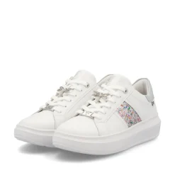 Women Rieker Laced Platform May Trainer - White Silver