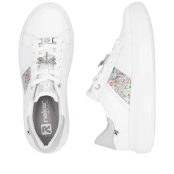 Women Rieker Laced Platform May Trainer - White Silver