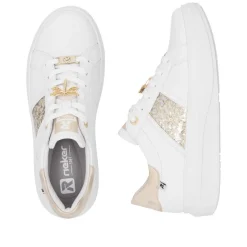 Women Rieker Laced Platform May Trainer - White Gold