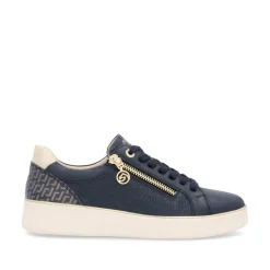 Women Remonte Laced Platform Print Trainer - Navy Combi Lea