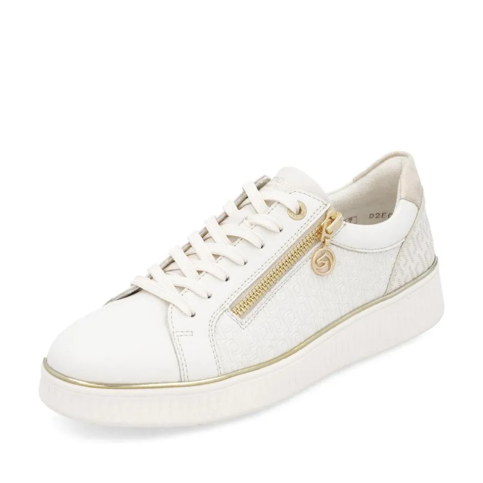 Women Remonte Laced Platform Print Trainer - White Combi