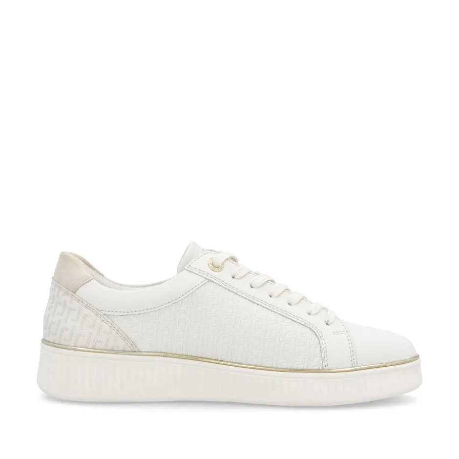 Women Remonte Laced Platform Print Trainer - White Combi