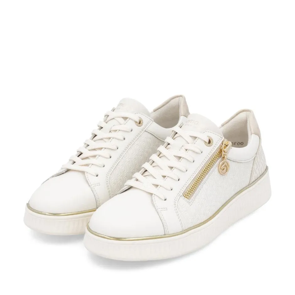 Women Remonte Laced Platform Print Trainer - White Combi