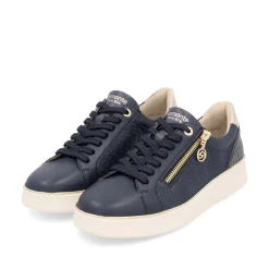 Women Remonte Laced Platform Print Trainer - Navy Combi Lea