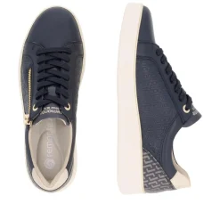 Women Remonte Laced Platform Print Trainer - Navy Combi Lea