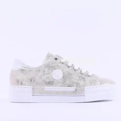 Women Rieker Laced Platform Trainer - Metallic