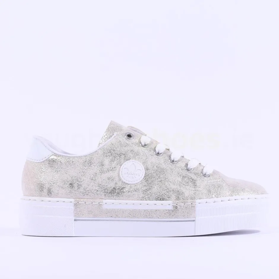 Women Rieker Laced Platform Trainer - Metallic