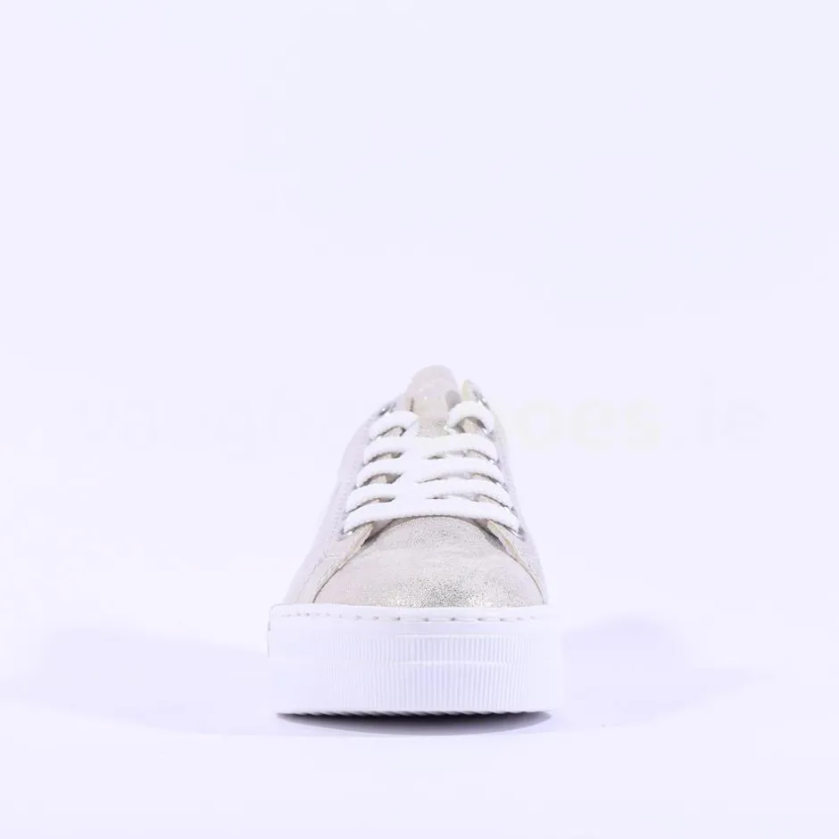 Women Rieker Laced Platform Trainer - Metallic
