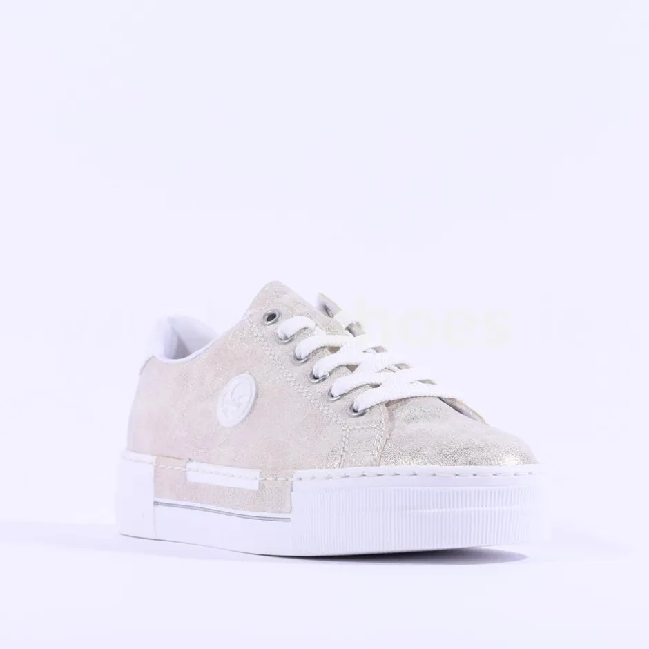 Women Rieker Laced Platform Trainer - Metallic
