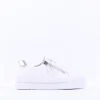 Women Jana Laced Platform Trainer Side Zip - White Silver