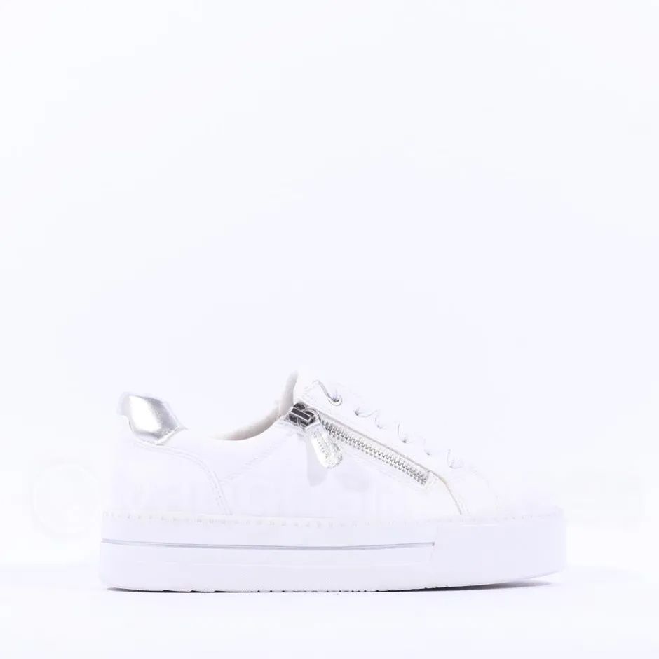 Women Jana Laced Platform Trainer Side Zip - White Silver