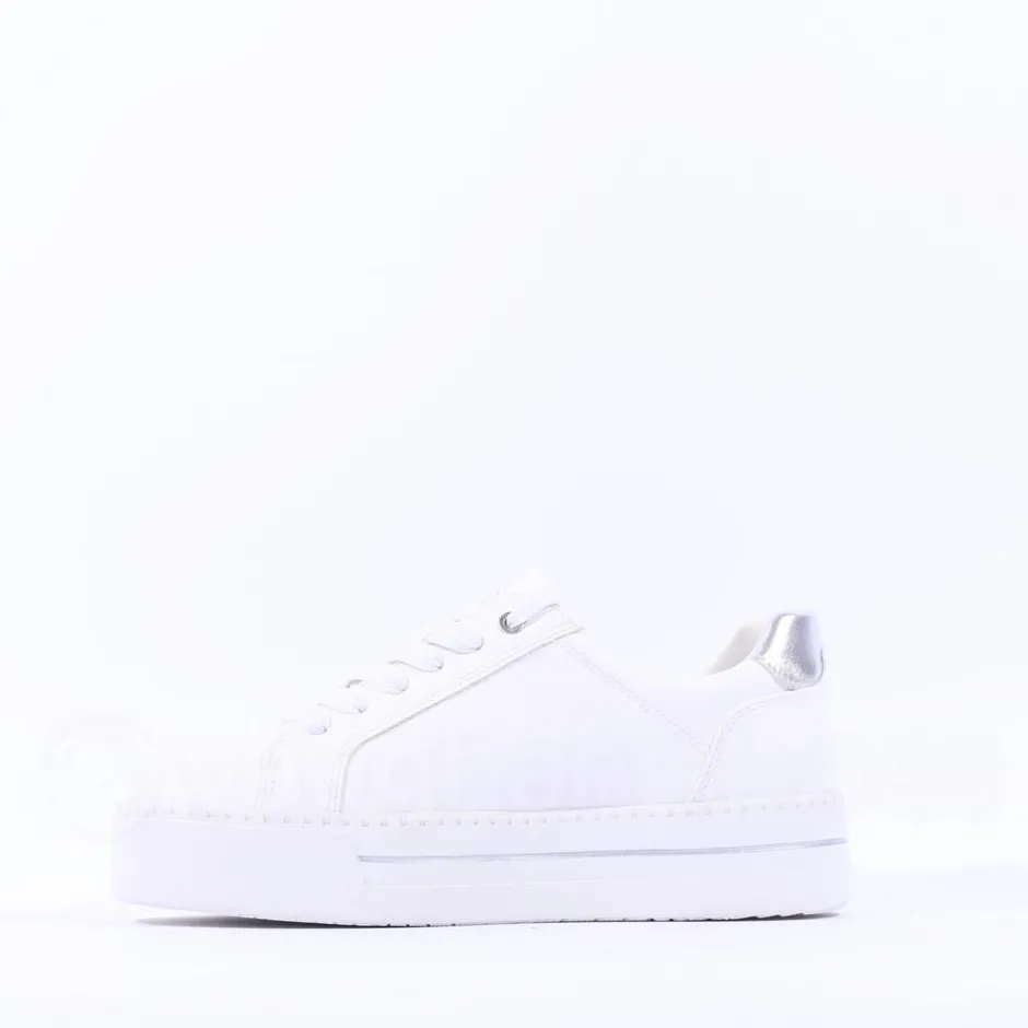 Women Jana Laced Platform Trainer Side Zip - White Silver