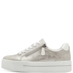Women Jana Laced Platform Trainer Side Zip - Silver