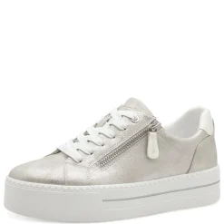 Women Jana Laced Platform Trainer Side Zip - Silver