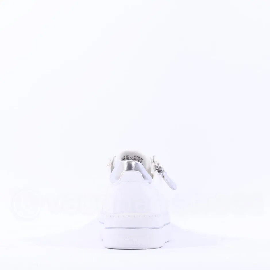 Women Jana Laced Platform Trainer Side Zip - White Silver