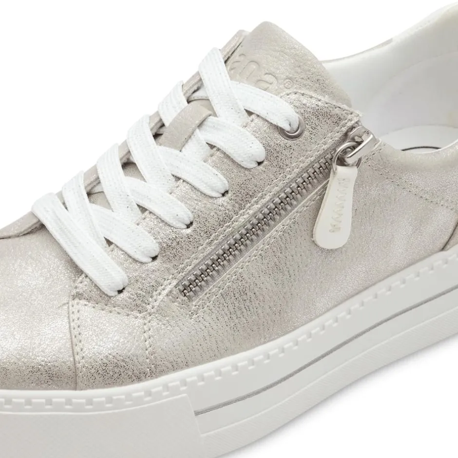 Women Jana Laced Platform Trainer Side Zip - Silver