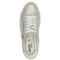 Women Jana Laced Platform Trainer Side Zip - Silver