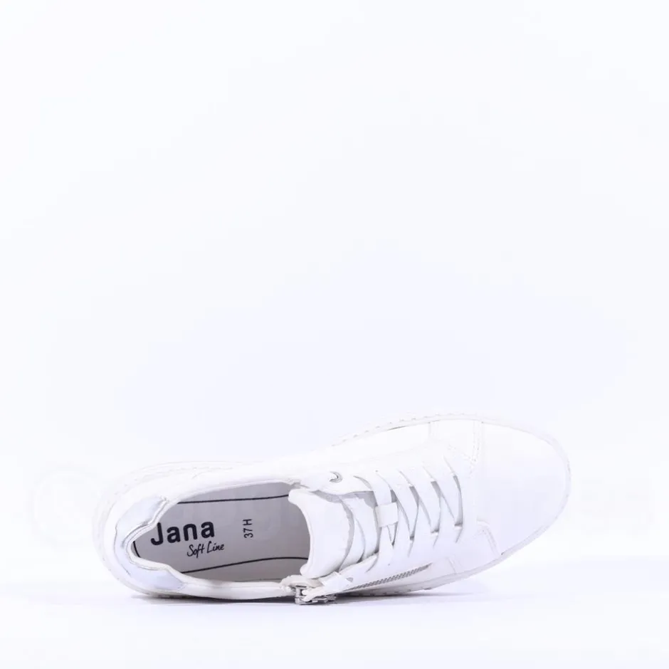 Women Jana Laced Platform Trainer Side Zip - White Silver