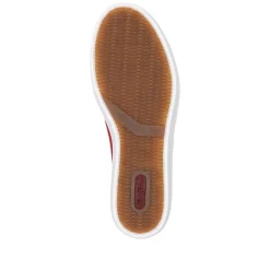 Women Rieker Laced Platform Trainer With Side - Red Suede