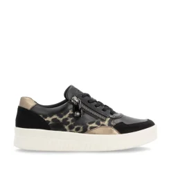 Women Remonte Laced Print Detail Trainer - Black Combi
