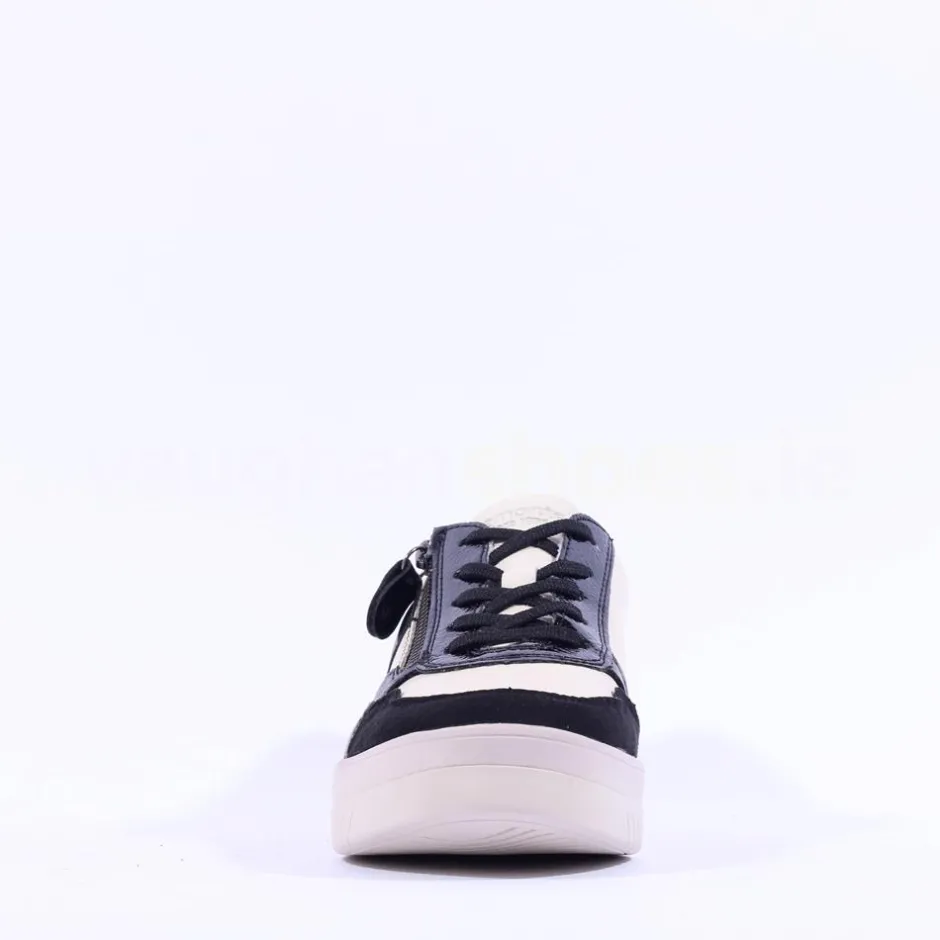 Women Remonte Laced Print Detail Trainer - Beige Black