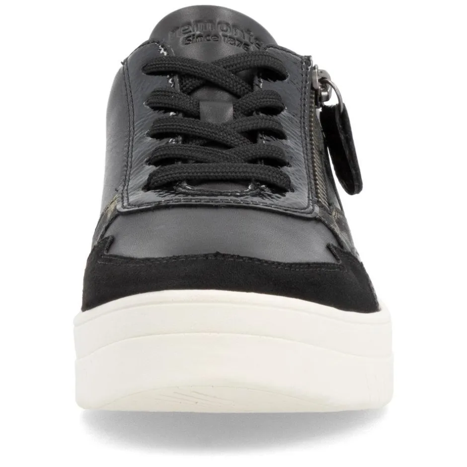 Women Remonte Laced Print Detail Trainer - Black Combi