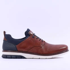 Rieker Men Laced Shoe - Brown Leather