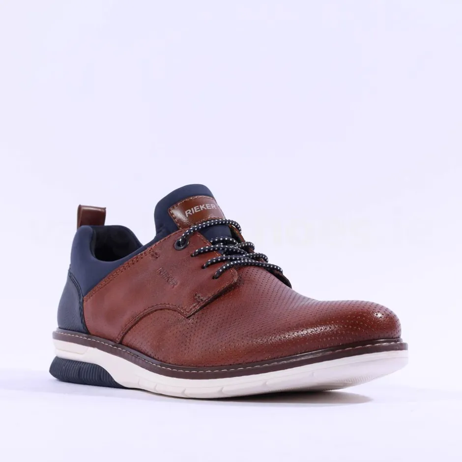 Rieker Men Laced Shoe - Brown Leather