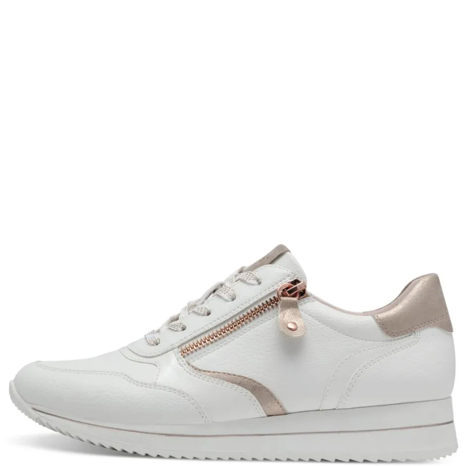 Women Jana Laced Shoe With Side Zip - White Rose Gold