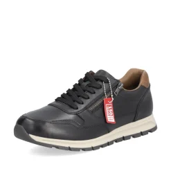 Rieker Men Laced Shoe With Side Zip - Black Tan