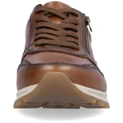 Rieker Men Laced Shoe With Side Zip - Brown Leather
