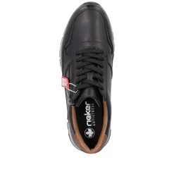 Rieker Men Laced Shoe With Side Zip - Black Tan