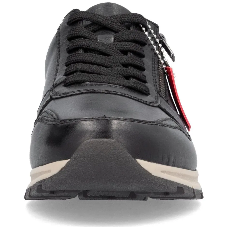Rieker Men Laced Shoe With Side Zip - Black Tan