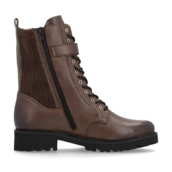 Women Remonte Laced Stretch Ankle Boot - Brown Leather